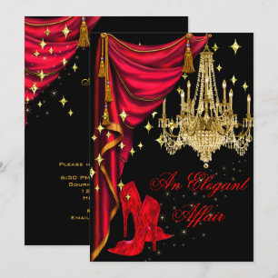 Een Elegant Affair Red Gold Chandelier Birthday Kaart