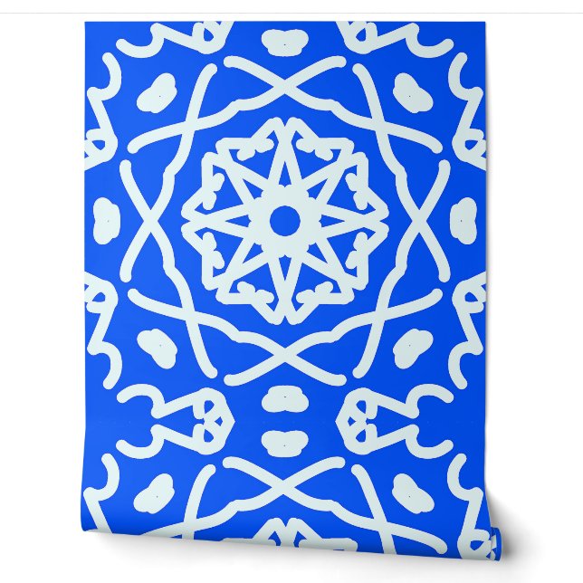 Een elegant blauw "Ratti_Creative_Arts" behang (Afrollen)