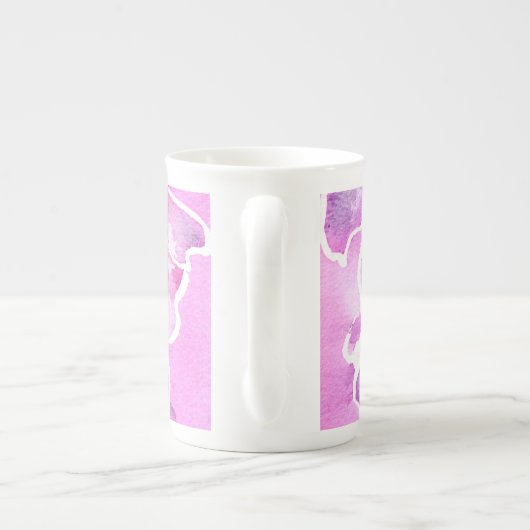 Een Elegant Floral Pink en Mauve Bone China Mok (Achterkant)