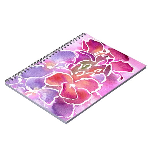 Een Elegant Floral Pink en Mauve Spiral Notitieboe Notitieboek (Linkerzijde)