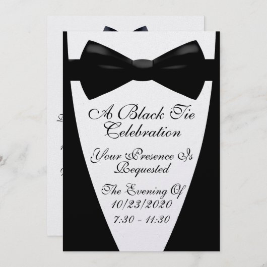 Een elegant formeel black-tie-evenement kaart (Voorkant / Achterkant)