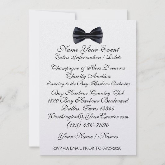 Een Elegant Formele Zwarte Gebeurtenis van het Str Kaart (Achterkant)