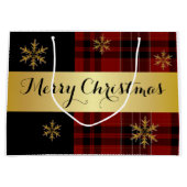 Een elegant goud met geplakt kerstfeest groot cadeauzakje (Voorkant)