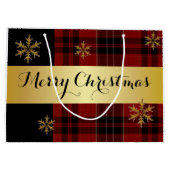 Een elegant goud met geplakt kerstfeest groot cadeauzakje (Achterkant)