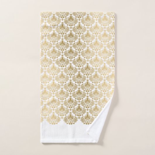Een elegant gouden wit bloemendamast patroon bad handdoek (Handdoek)
