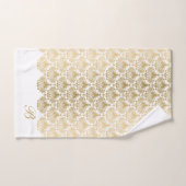 Een elegant gouden wit bloemendamast patroon bad handdoek (Handdoek)