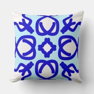 Een elegant klassiek blauw en wit stofontwerp kussen