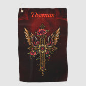 Een elegant kruis golfhanddoek (Voorkant)