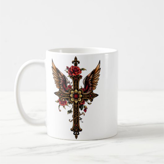Een elegant kruis koffiemok (Links)