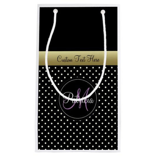 Een elegant  Monogram zwart wit Klein Cadeauzakje (Voorkant)