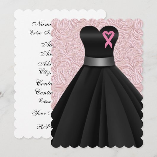 Een elegant roze lint / andere gelegenheid kaart (Voorkant / Achterkant)