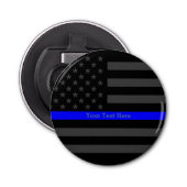 Een elegant Thin Blue Line VS vlag op maat Button Flesopener (Voorkant)