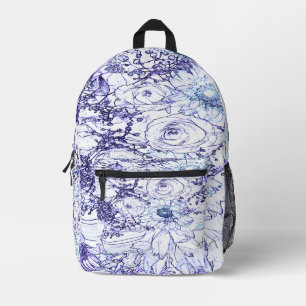 Een elegant wit en blauw klassiek ontwerp bedrukte rugzak