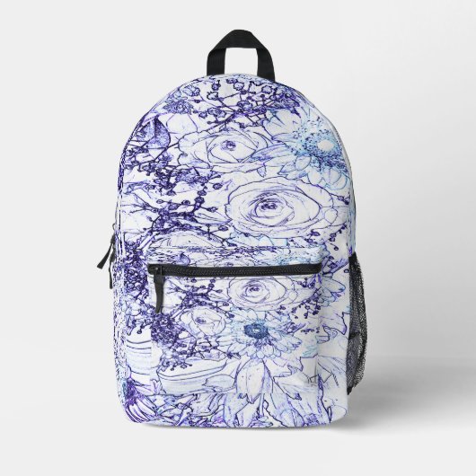 Een elegant wit en blauw klassiek ontwerp bedrukte rugzak (Voorkant)