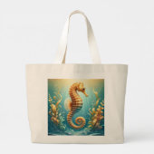 Een elegant zeepaardje dat onder water zwemt grote tote bag (Achterkant)