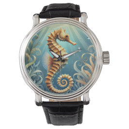 Een elegant zeepaardje dat onder water zwemt horloge