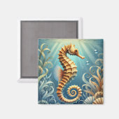 Een elegant zeepaardje dat onder water zwemt magneet (Voorkant / Achterkant)