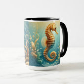 Een elegant zeepaardje dat onder water zwemt mok (Voorkant rechts)