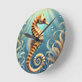 Een elegant zeepaardje dat onder water zwemt ronde klok (Hoek)