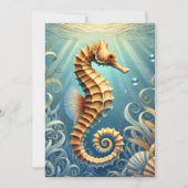 Een elegant zeepaardje dat onder water zwemt save the date (Voorkant)