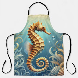 Een elegant zeepaardje dat onder water zwemt schort