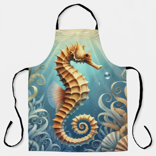 Een elegant zeepaardje dat onder water zwemt schort (Voorkant)