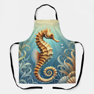 Een elegant zeepaardje dat onder water zwemt schort
