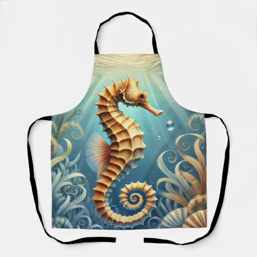 Een elegant zeepaardje dat onder water zwemt schort (Voorkant)