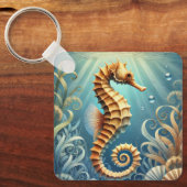 Een elegant zeepaardje dat onder water zwemt sleutelhanger (Voorkant)