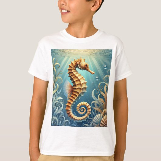 Een elegant zeepaardje dat onder water zwemt t-shirt (Voorkant)