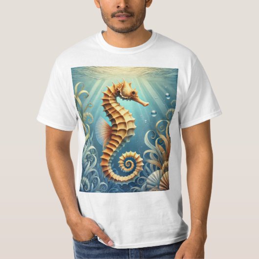 Een elegant zeepaardje dat onder water zwemt t-shirt (Voorkant)