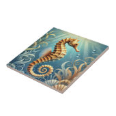 Een elegant zeepaardje dat onder water zwemt tegeltje (Zijkant)