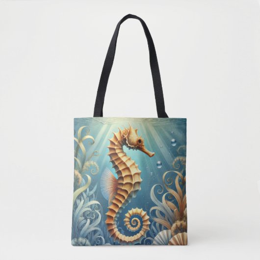 Een elegant zeepaardje dat onder water zwemt tote bag (Voorkant)