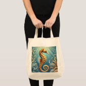 Een elegant zeepaardje dat onder water zwemt tote bag (Voorkant (product))