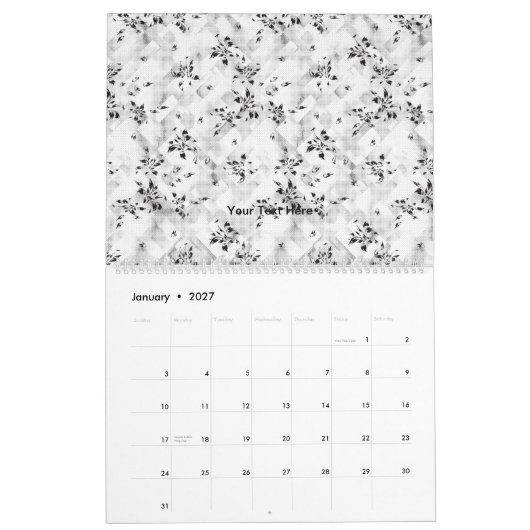 Een elegant zwart-wit ontwerp gevuld met stijl kalender (Jan 2027)
