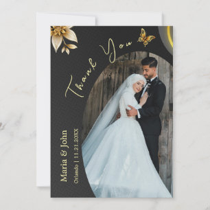 Een elegante aangepaste trouwfoto bedankkaart