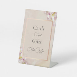 Een Elegante Bloemen roos Goud en Azalea Huwelijk Reclamebord Met Voetstuk