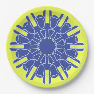 Een elegante geel-blauwe klassieke ontwerp   papieren bordje