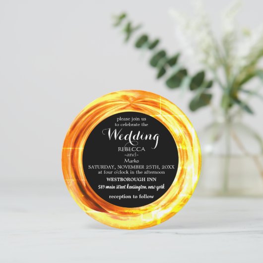 Een elegante goudringuitnodiging kaart (Staand voorkant)