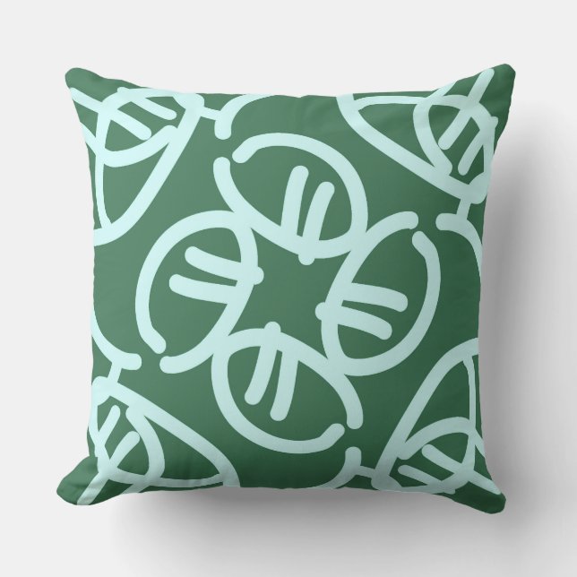 Een elegante groene stof print patroon ontwerp t kussen (Voorkant)