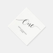 Een elegante handgeschreven script 1e verjaardag servet (Hoek)