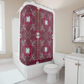 Een elegante magenta kleur bloempatroon  douchegordijn (In situ)