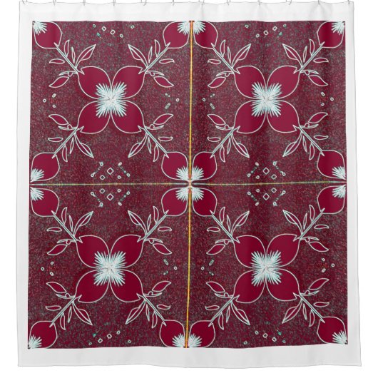 Een elegante magenta kleur bloempatroon  douchegordijn (Voorkant)