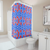Een elegante naadloze blauw rood klassieke design  douchegordijn (In situ)