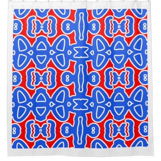 Een elegante naadloze blauw rood klassieke design  douchegordijn (Voorkant)