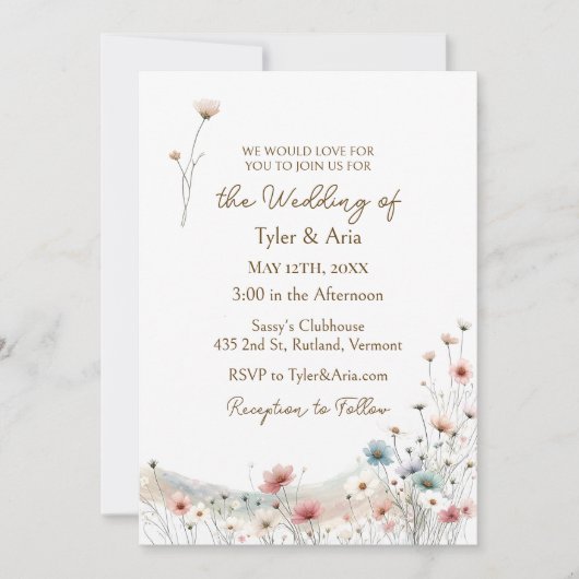 Een elegante Waterverf Wildflowers Foto Kaart (Voorkant)