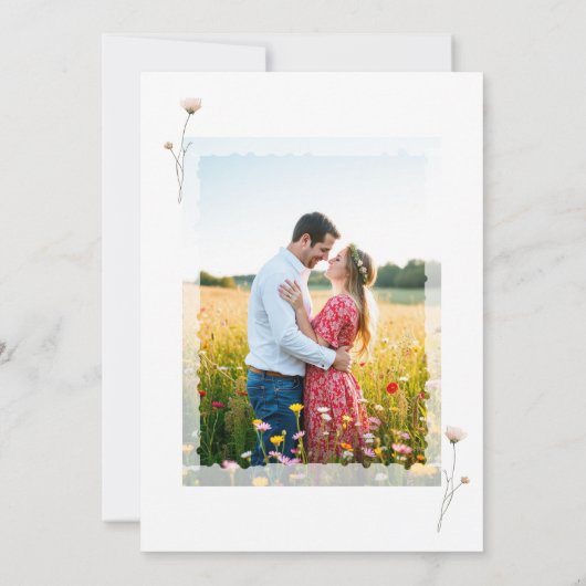 Een elegante Waterverf Wildflowers Foto Kaart (Achterkant)