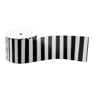 Een elegante zwarte en witte moderne Stripes Grosgrain Lint