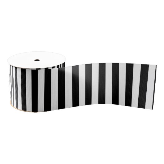 Een elegante zwarte en witte moderne Stripes Grosgrain Lint (Spoel)