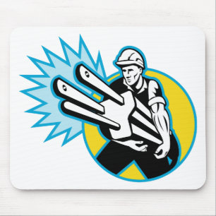 Een elektricien of een elektrische regelaar die ee muismat